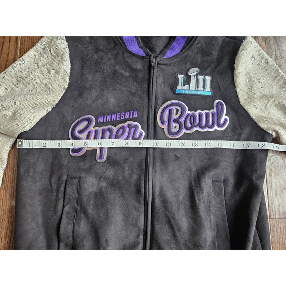 Alyssa Milano NFL Super Bowl 52 Minnesota BLK  Womens Jacket Eagles Patriots S - Picture 11 of 13